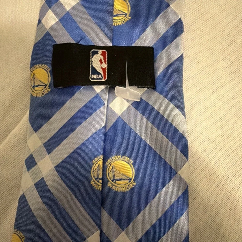 Golden State Warriors NBA Blue Yellow White Plaid Tie Officially Licensed
